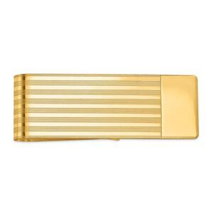 Men's 14k Yellow Gold Striped Fold-Over Money Clip